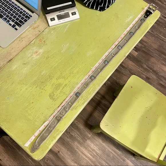 Vintage Donna Katz Silver Mesh Turquoise Belt Small Southwestern Western - Picture 9 of 9